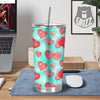 Watercolor Heart Teal And Pink Print Tumbler-grizzshop