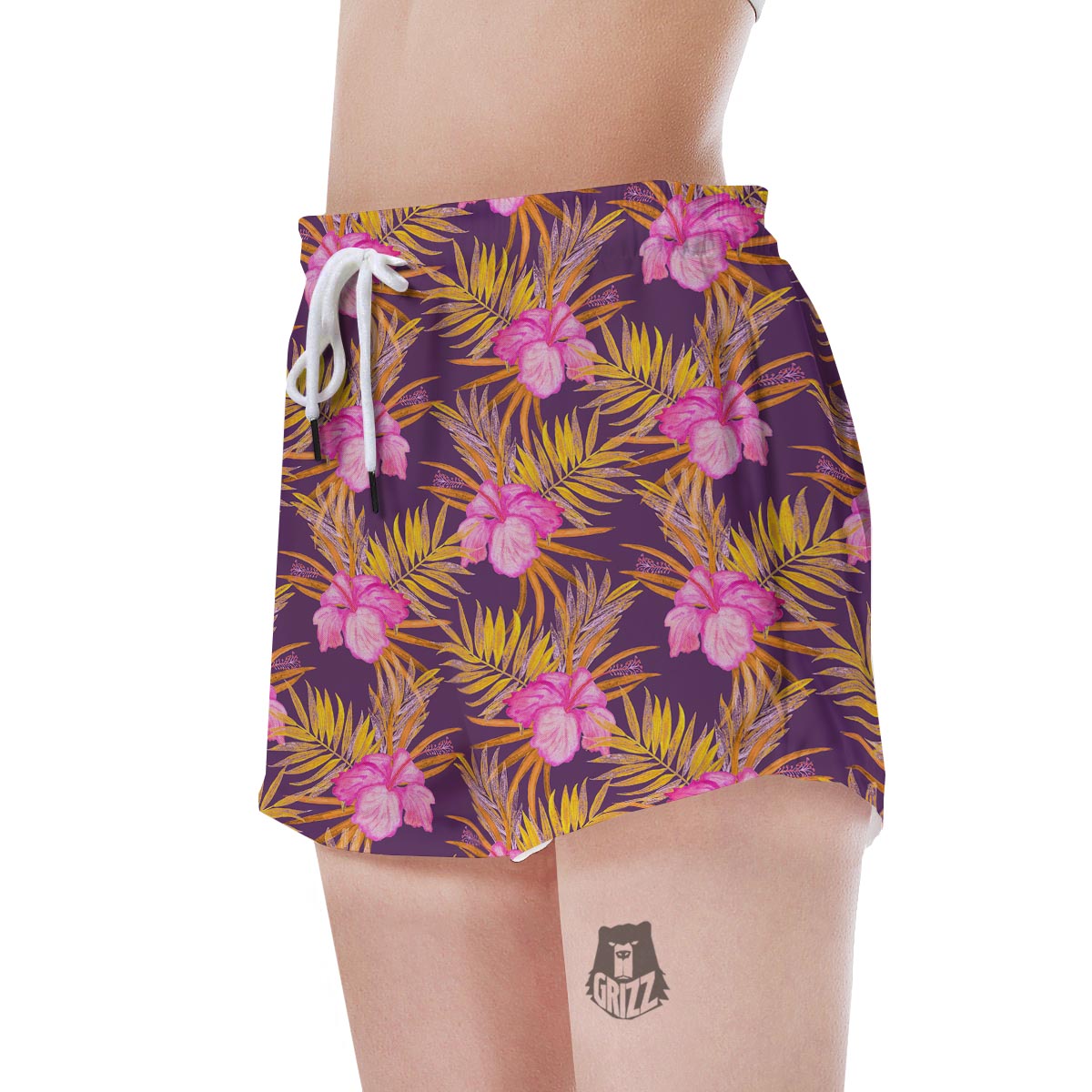Watercolor Hibiscus Flower Hawaiian Print Women's Shorts-grizzshop