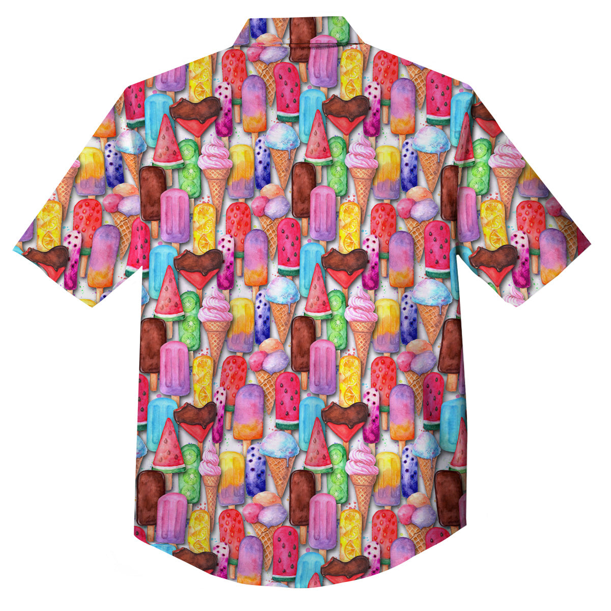 Watercolor Ice Cream Print Pattern Button Up Shirt-grizzshop