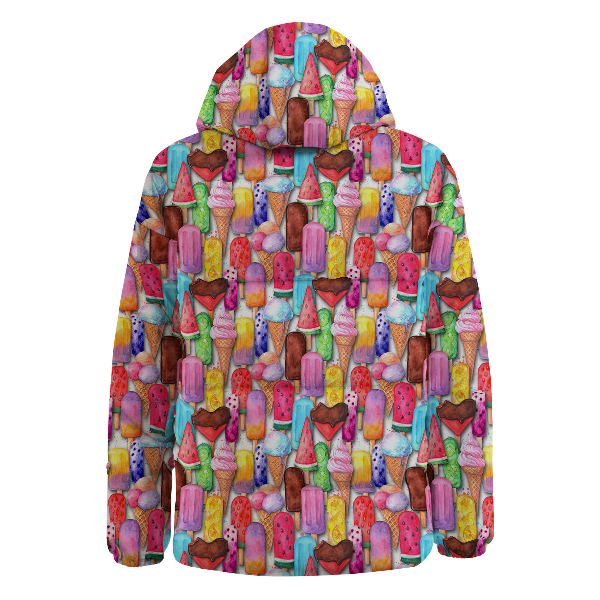 Watercolor Ice Cream Print Pattern Down Jacket-grizzshop