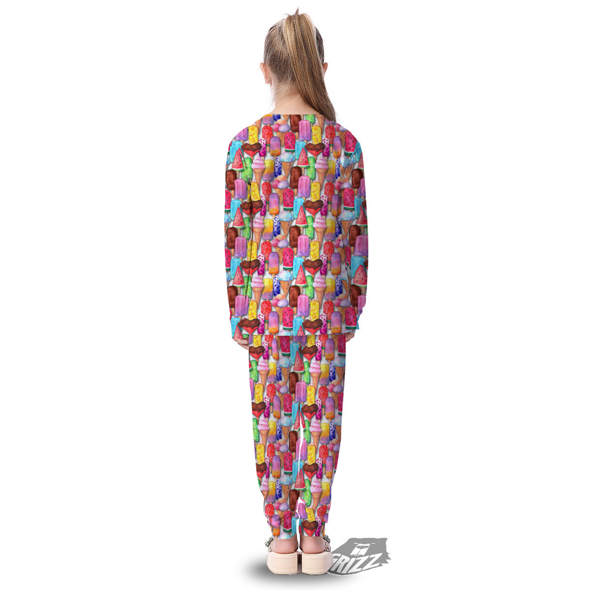 Watercolor Ice Cream Print Pattern Kid's Pajamas-grizzshop