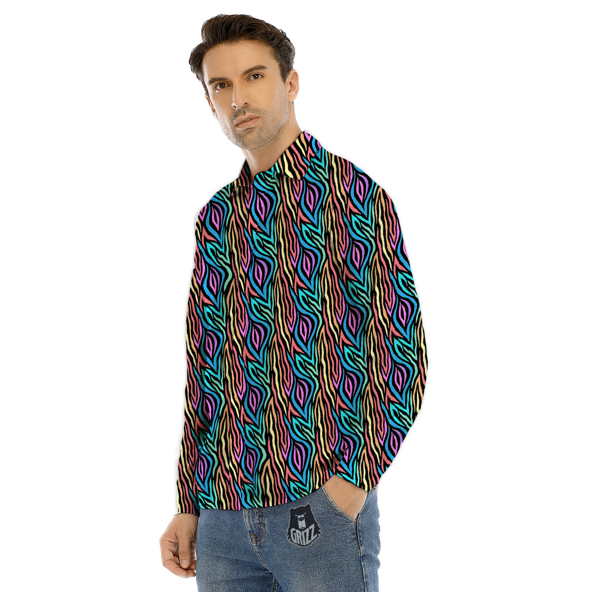 Watercolor Ice Cream Print Pattern Men's Dress Shirts-grizzshop
