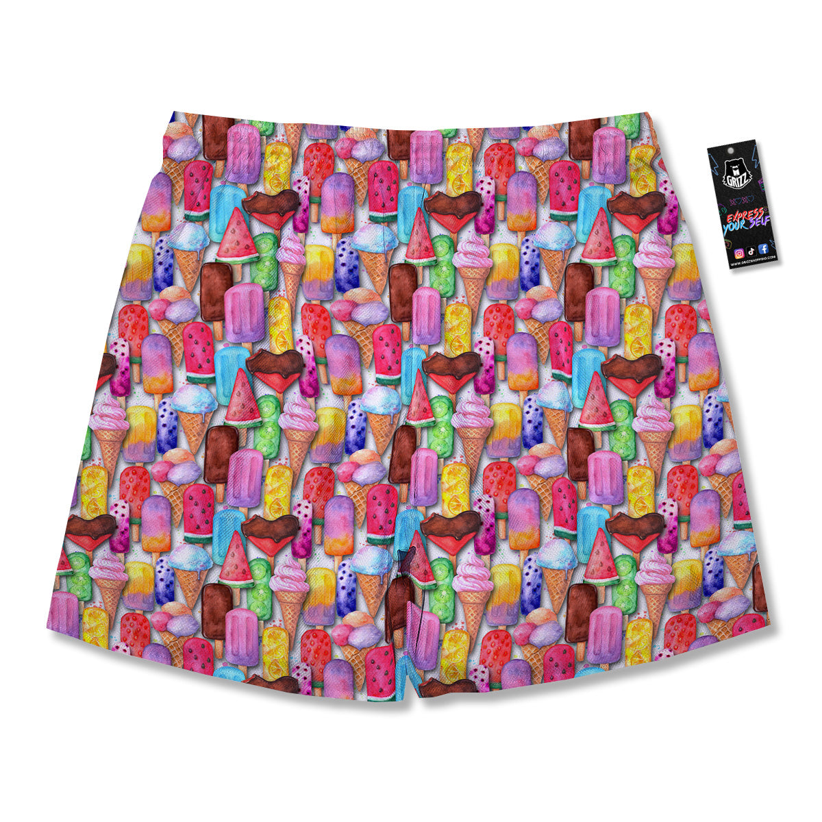 Watercolor Ice Cream Print Pattern Men's Running Shorts-grizzshop