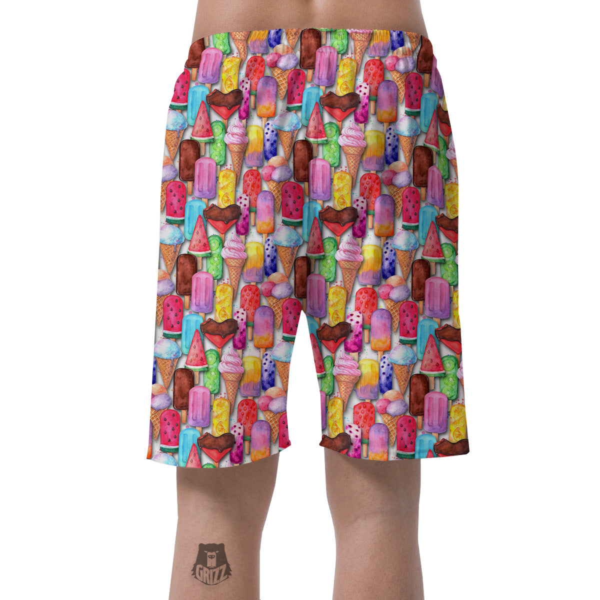 Watercolor Ice Cream Print Pattern Men's Shorts-grizzshop