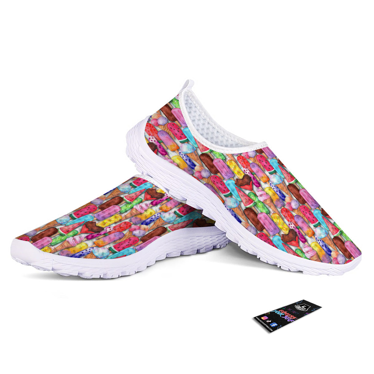 Watercolor Ice Cream Print Pattern Nurse Shoes-grizzshop