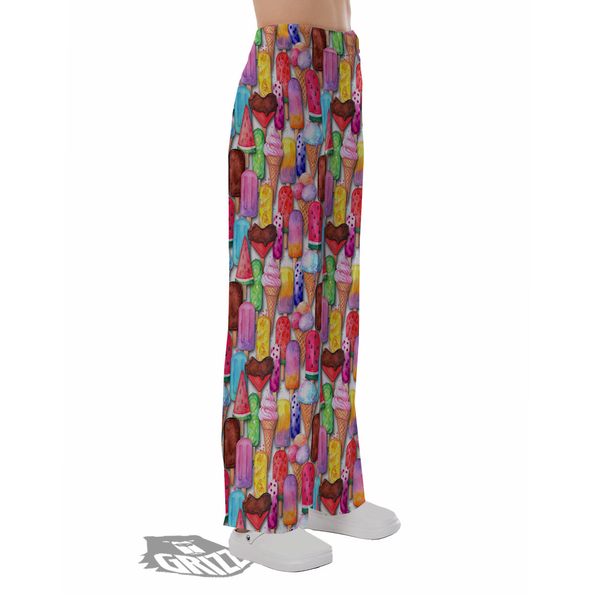 Watercolor Ice Cream Print Pattern Pajama Pants-grizzshop