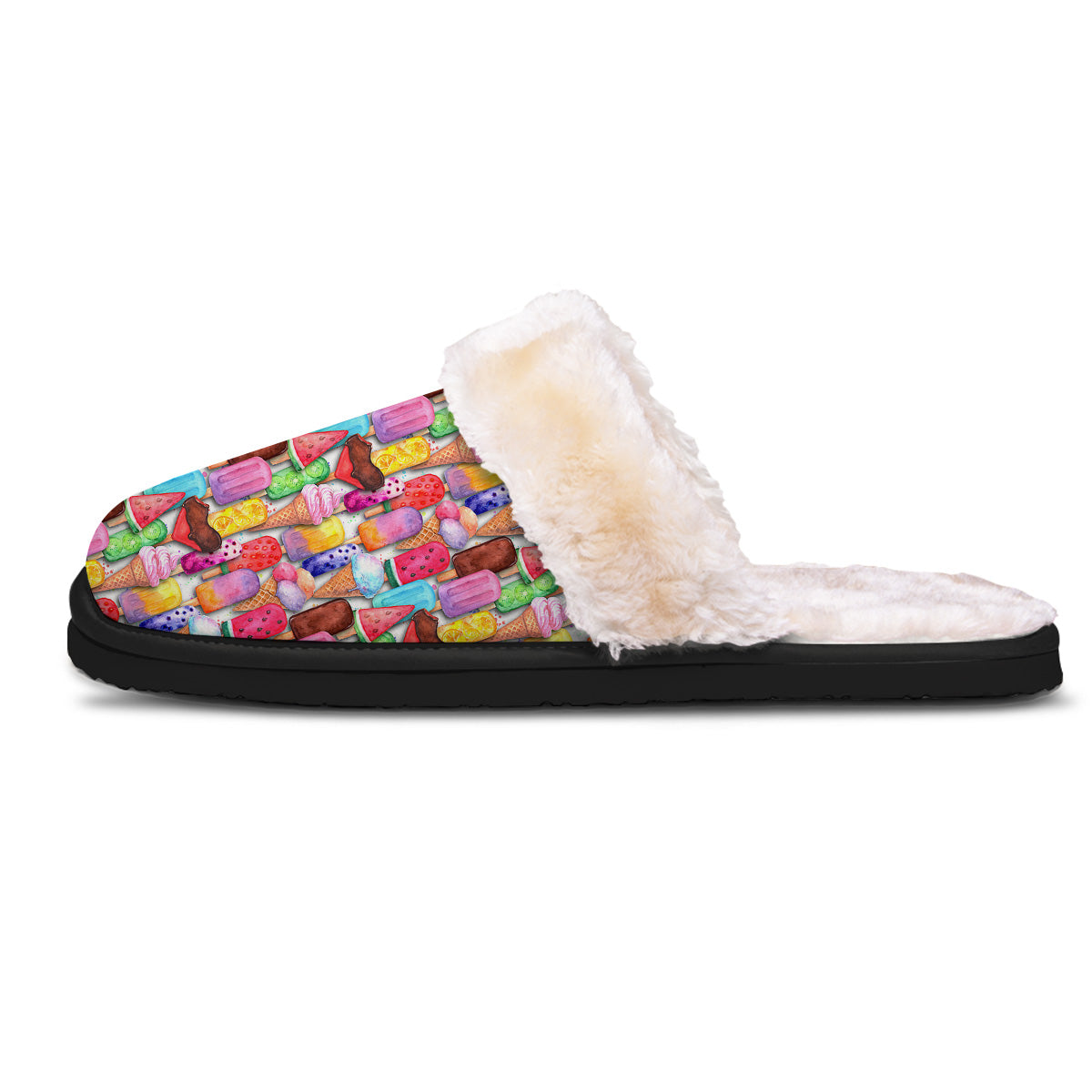 Watercolor Ice Cream Print Pattern Slippers-grizzshop