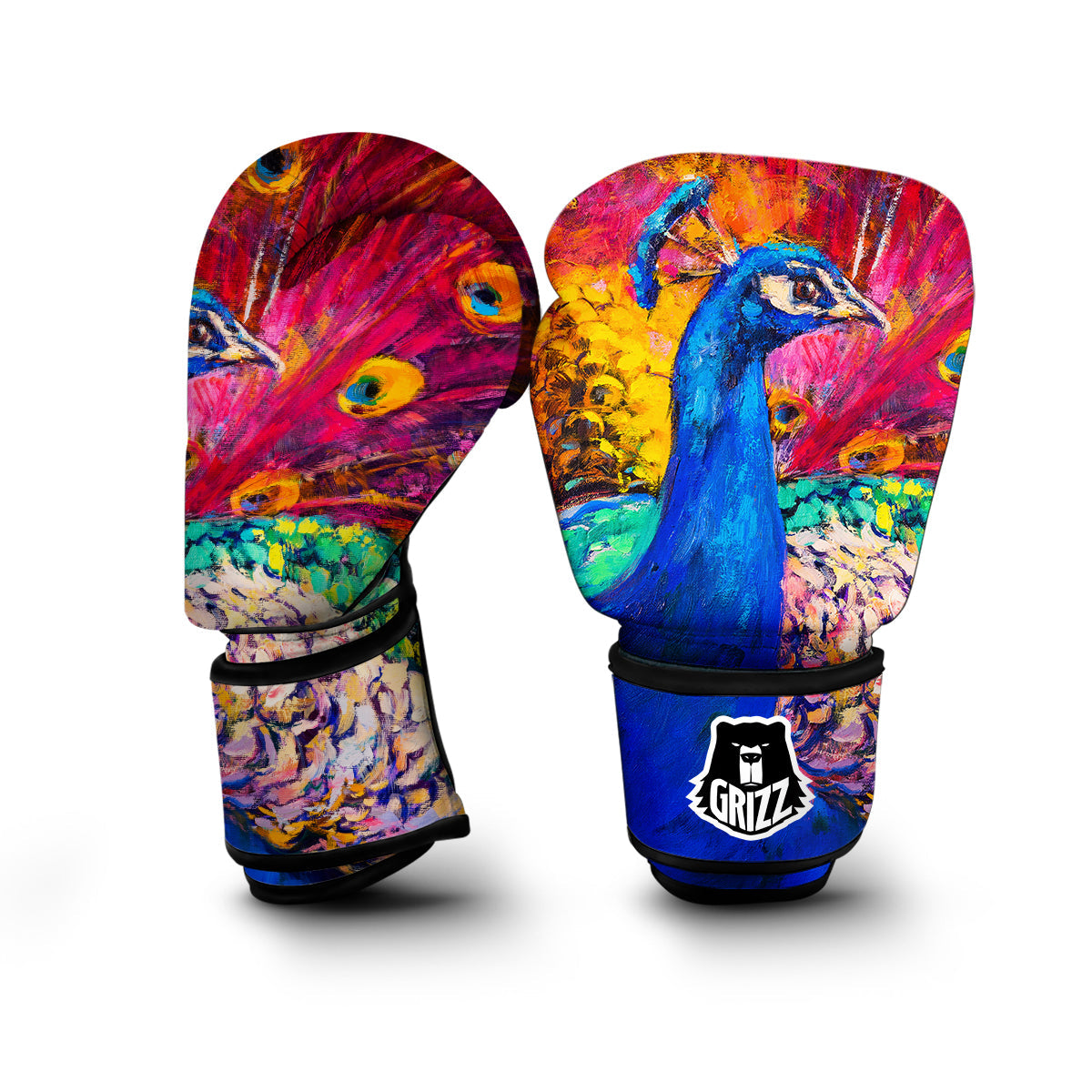 Watercolor Peacock Boxing Gloves-grizzshop