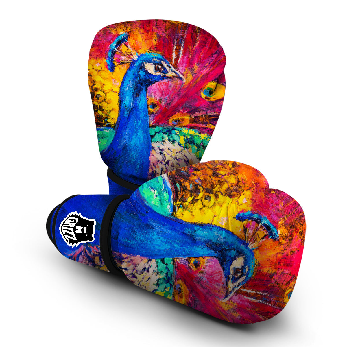 Watercolor Peacock Boxing Gloves-grizzshop