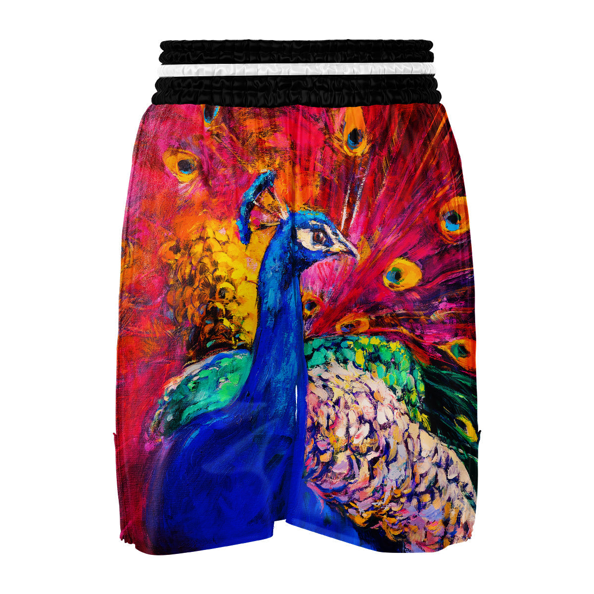 Watercolor Peacock Boxing Shorts-grizzshop