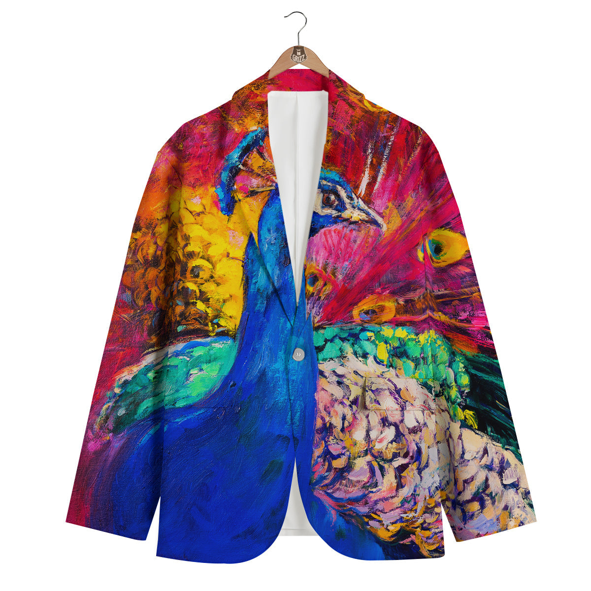 Watercolor Peacock Men's Blazer-grizzshop