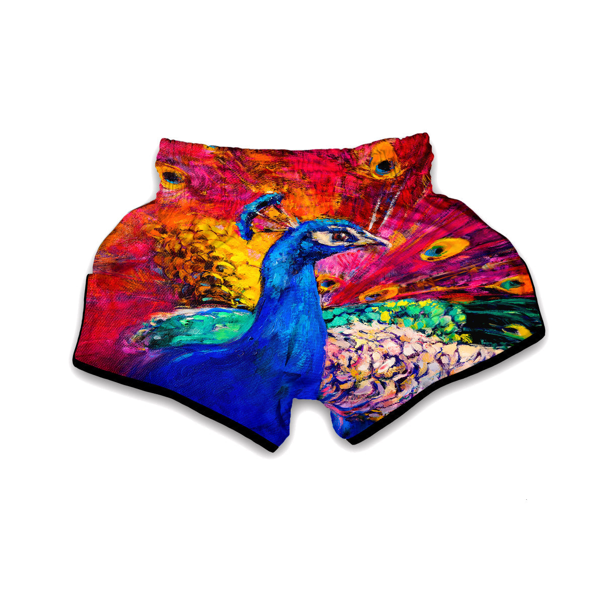 Watercolor Peacock Muay Thai Boxing Shorts-grizzshop