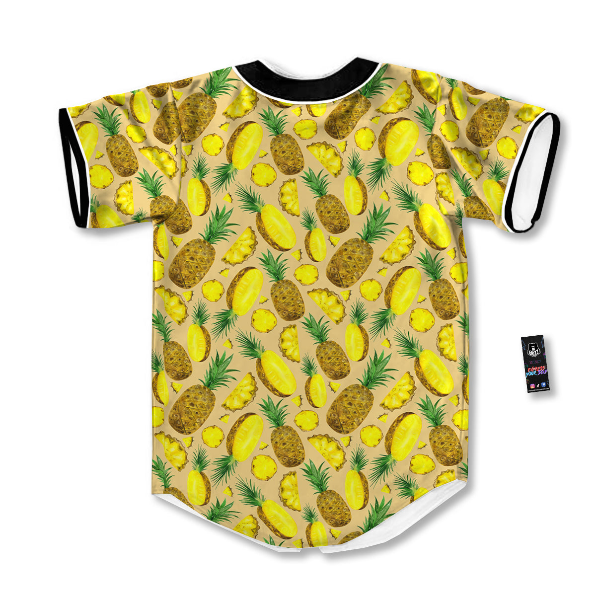 Watercolor Pineapple Beige Print Pattern Baseball Jersey-grizzshop