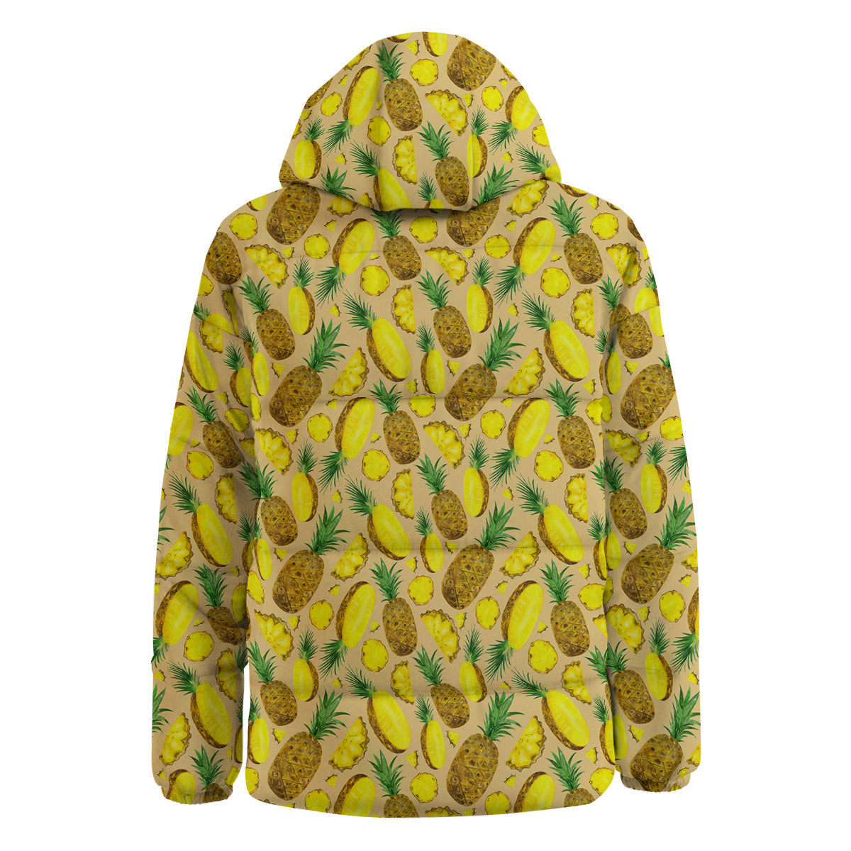 Watercolor Pineapple Beige Print Pattern Down Jacket-grizzshop