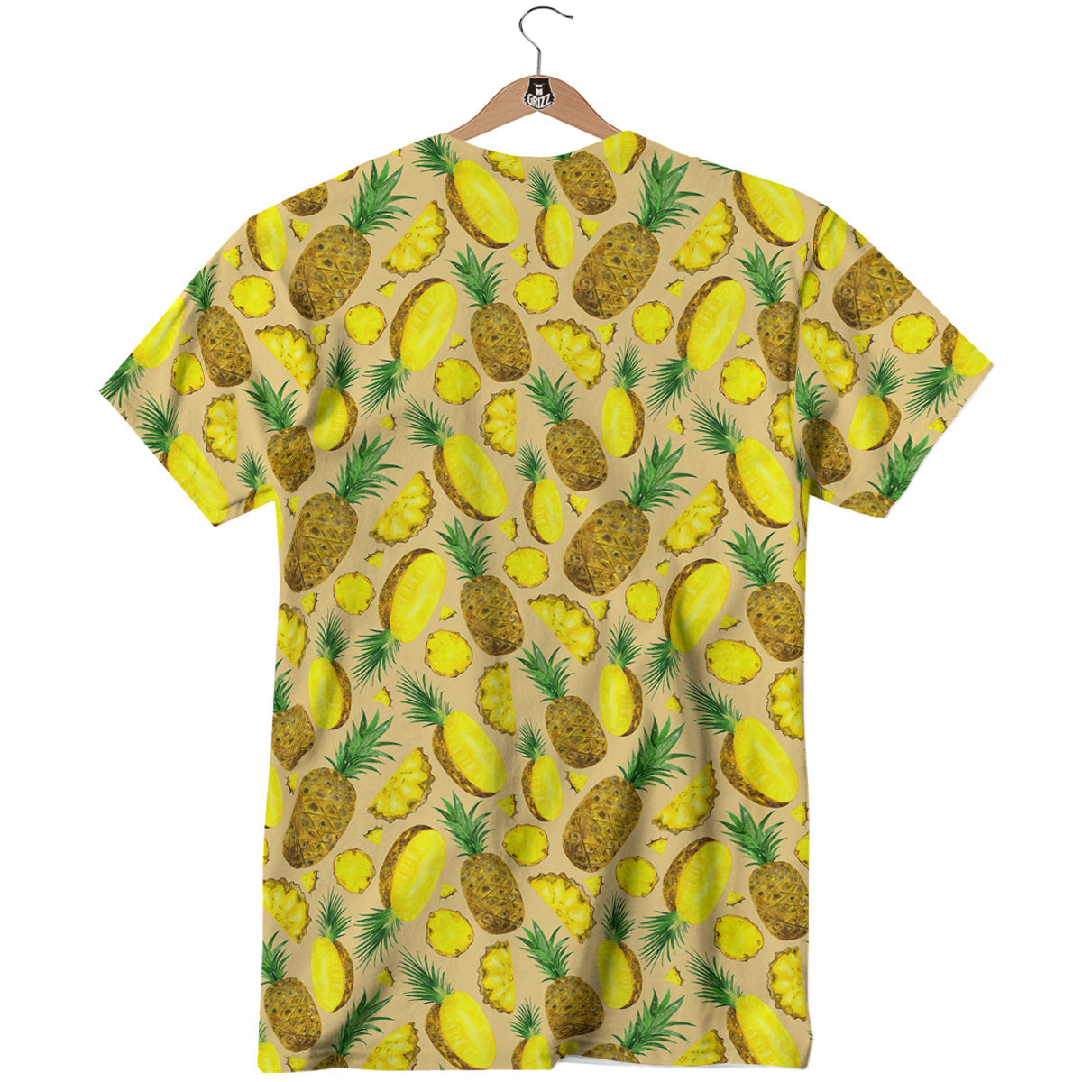 Watercolor Pineapple Beige Print Pattern T-Shirt-grizzshop
