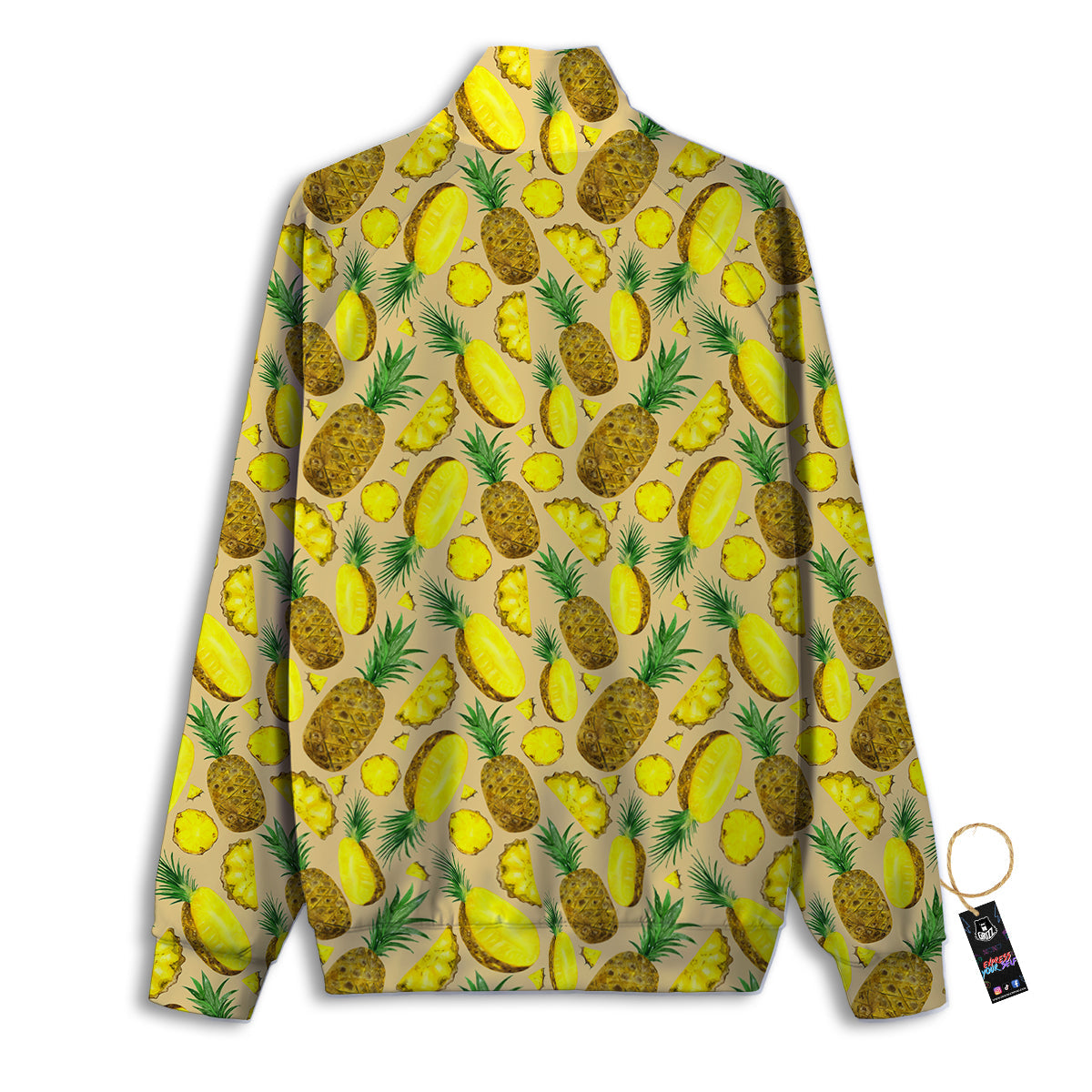 Watercolor Pineapple Beige Print Pattern Track Jacket-grizzshop