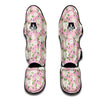 Watercolor Pink Gardenia Print Pattern Muay Thai Shin Guards-grizzshop