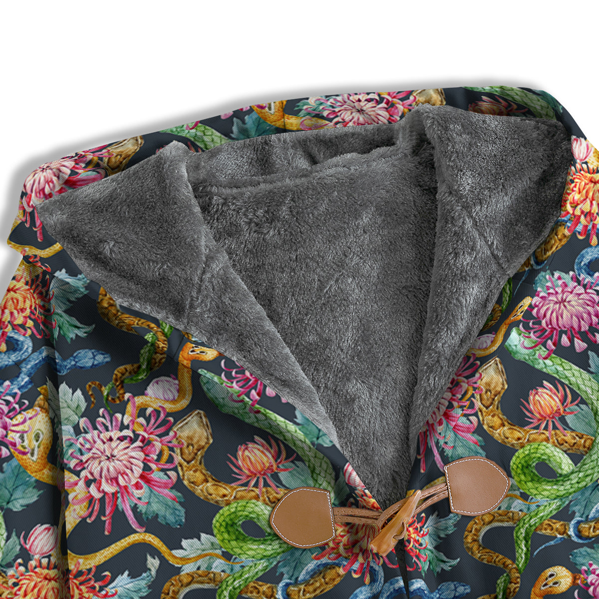 Watercolor Snake Chrysanthemum Flowers Print Pattern Men's Windbreaker Jacket-grizzshop