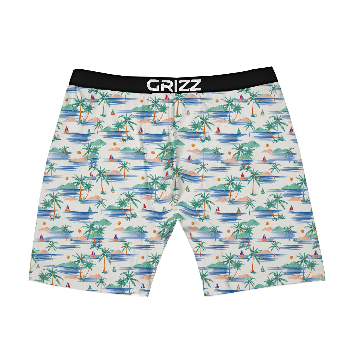 Watercolor Summer Island Palm Tree Print Pattern Boxer Briefs-grizzshop