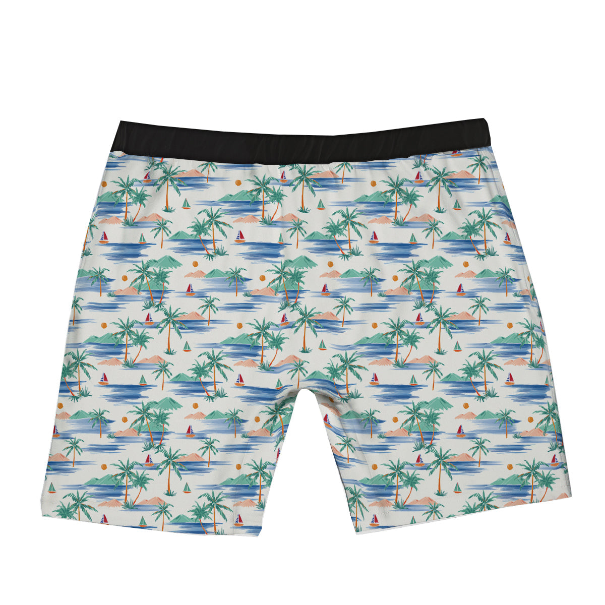 Watercolor Summer Island Palm Tree Print Pattern Boxer Briefs-grizzshop