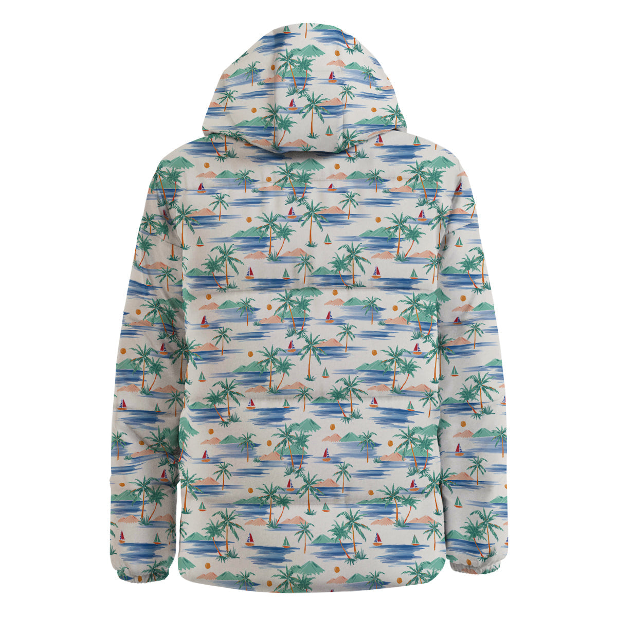 Watercolor Summer Island Palm Tree Print Pattern Down Jacket-grizzshop