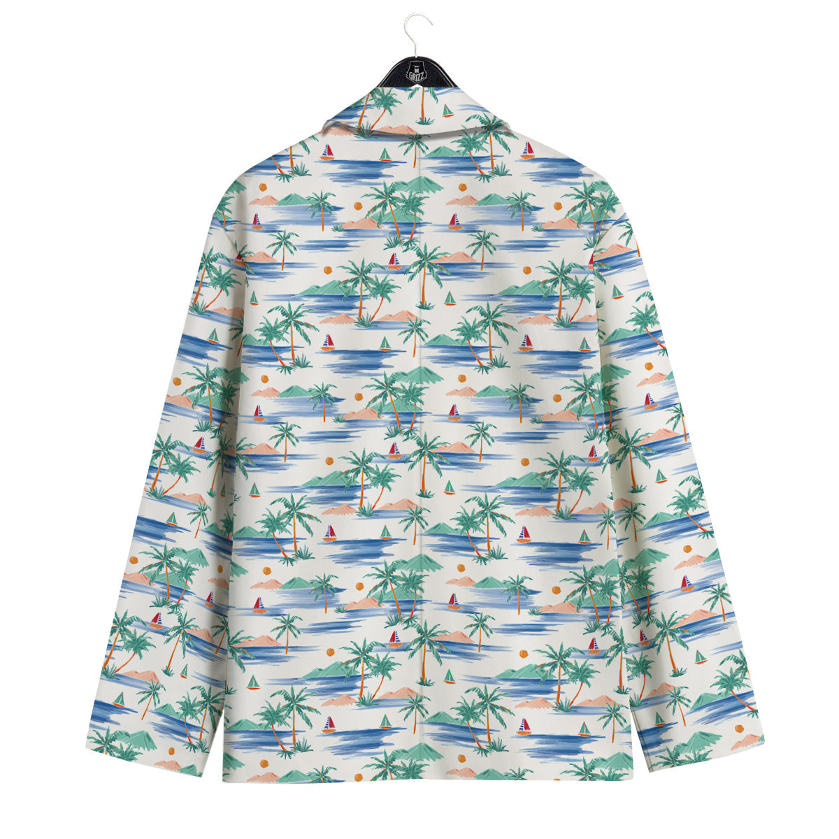Watercolor Summer Island Palm Tree Print Pattern Men's Sport Coat-grizzshop