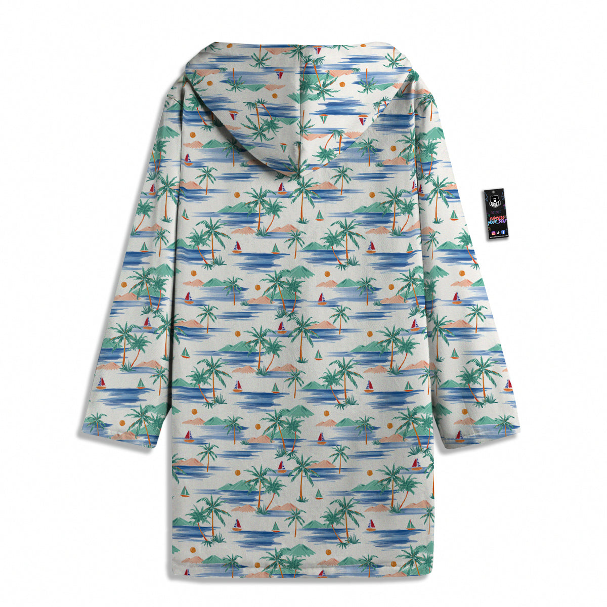 Watercolor Summer Island Palm Tree Print Pattern Men's Windbreaker Jacket-grizzshop