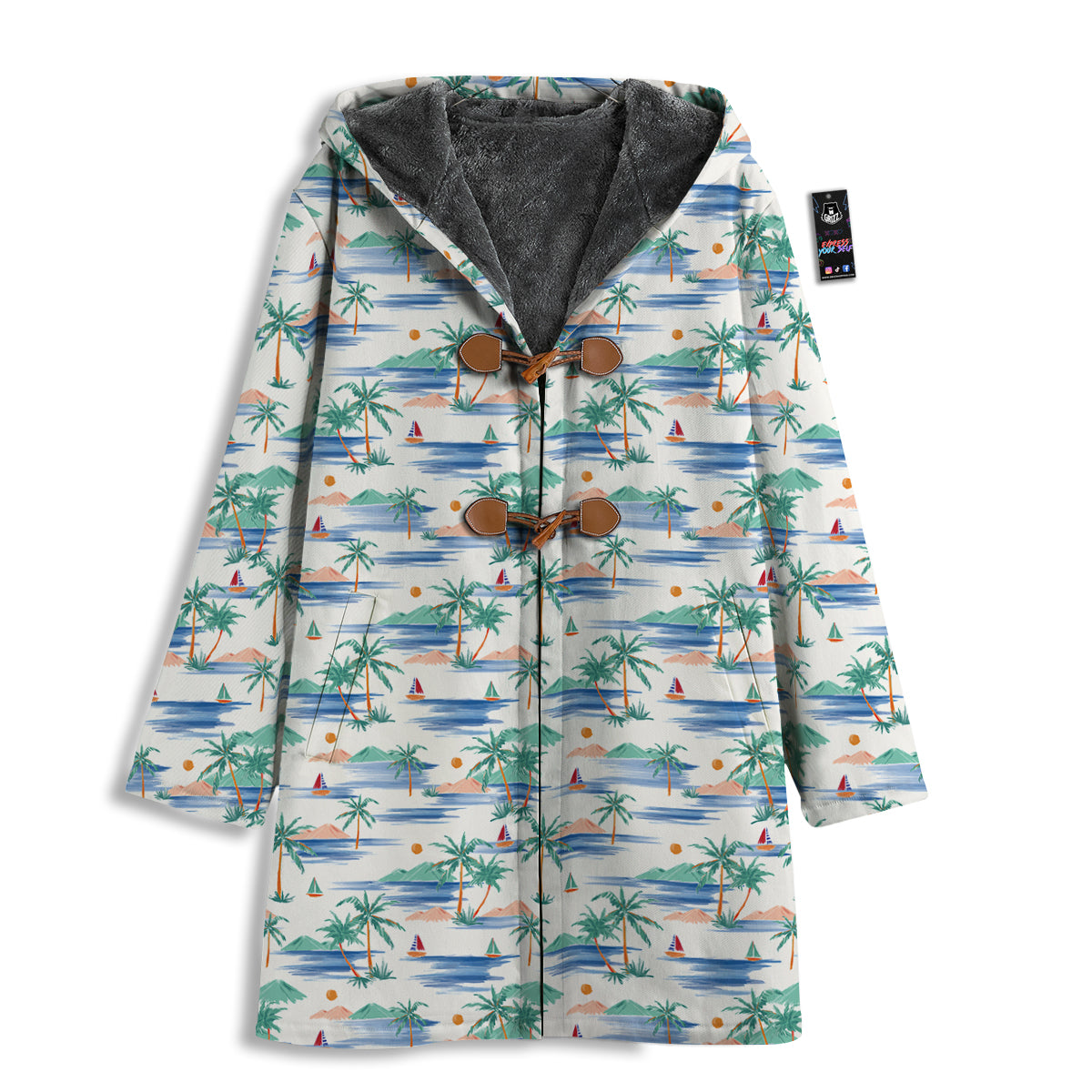Watercolor Summer Island Palm Tree Print Pattern Men's Windbreaker Jacket-grizzshop
