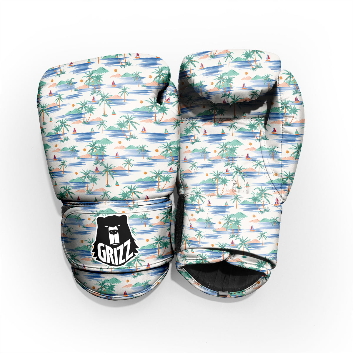 Watercolor Summer Island Palm Tree Print Pattern Pro Boxing Glove