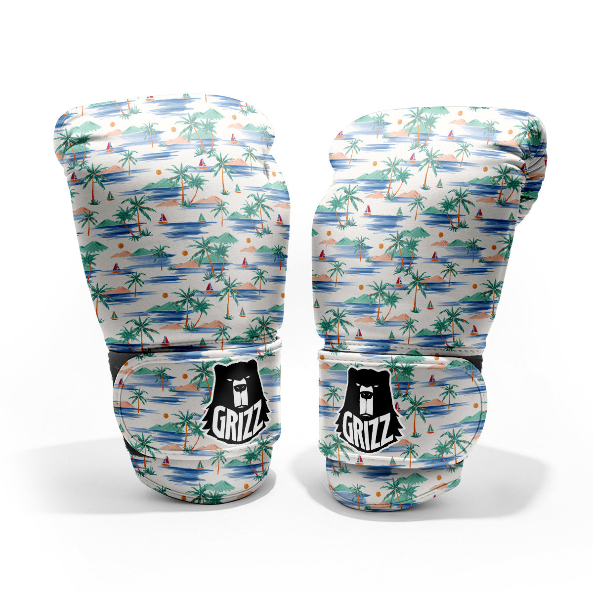 Watercolor Summer Island Palm Tree Print Pattern Pro Boxing Glove
