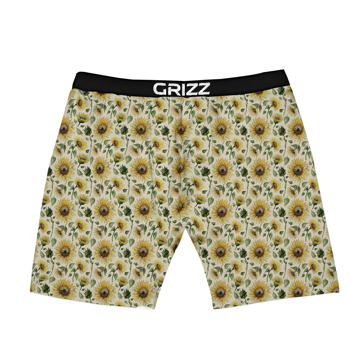 Watercolor Sunflower Beige Print Pattern Boxer Briefs-grizzshop