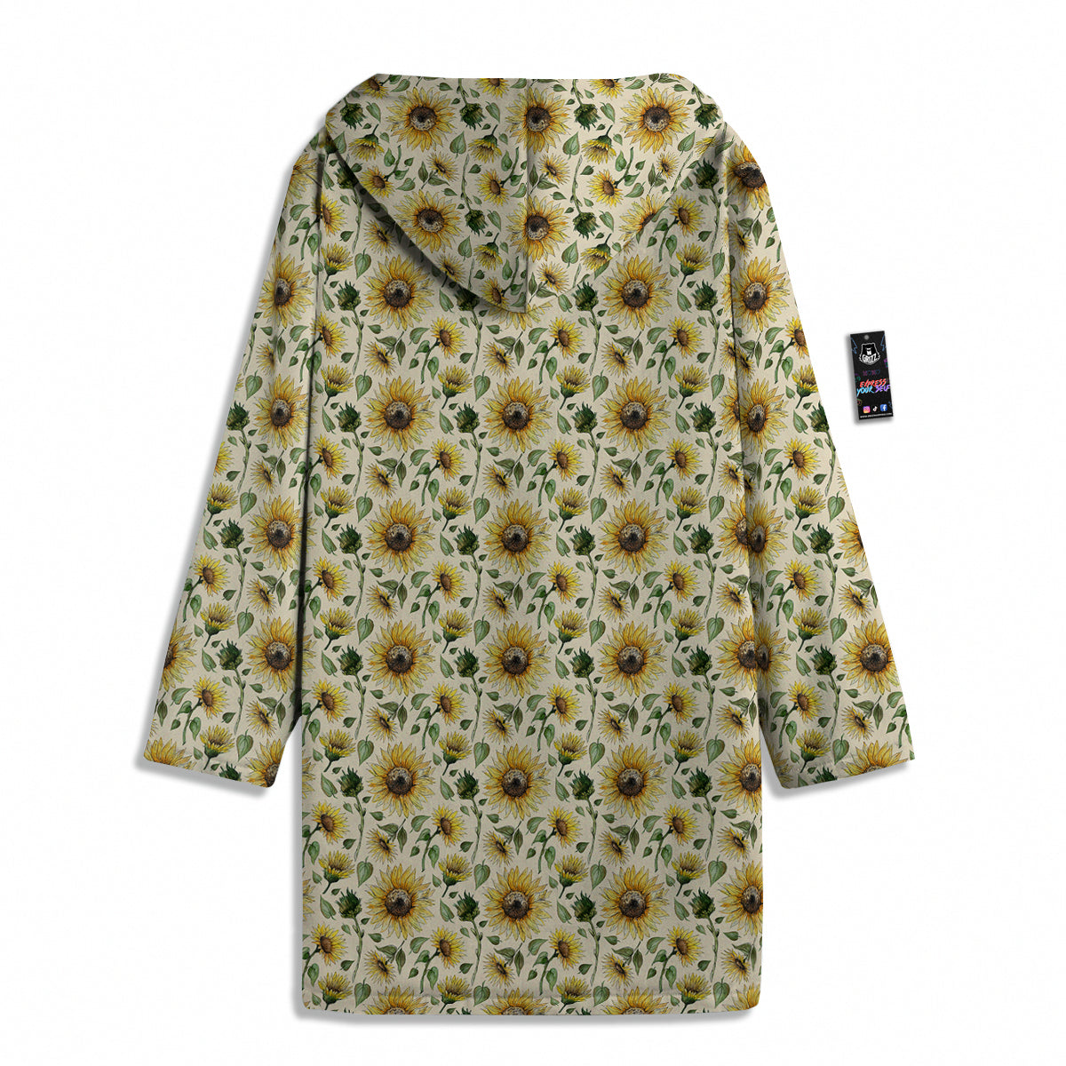Watercolor Sunflower Beige Print Pattern Men's Windbreaker Jacket-grizzshop