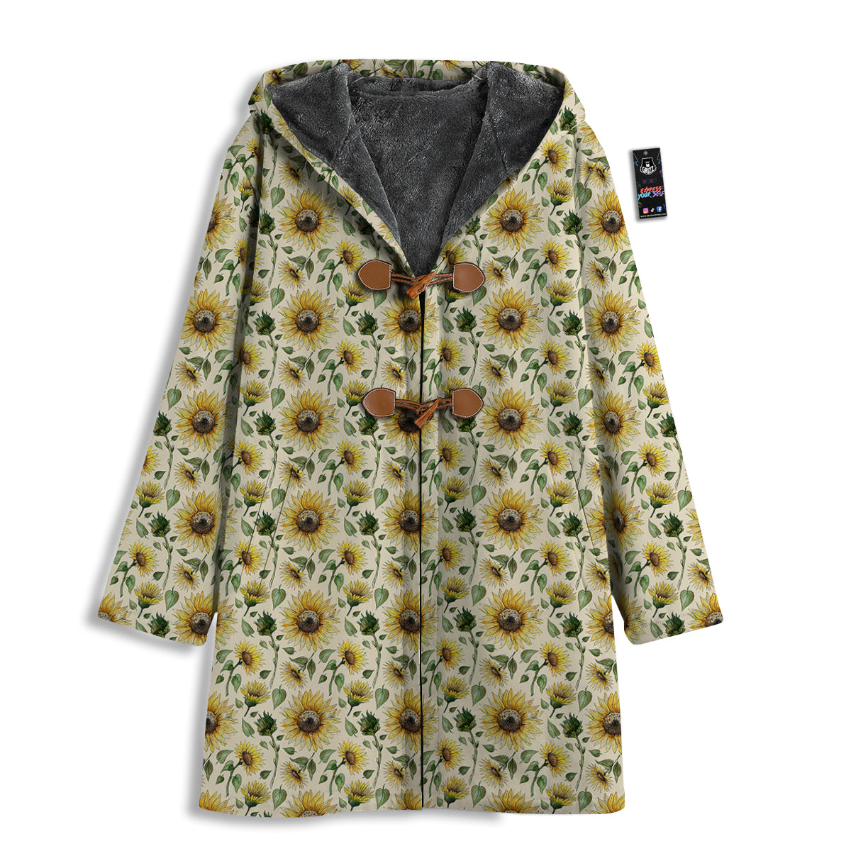 Watercolor Sunflower Beige Print Pattern Men's Windbreaker Jacket-grizzshop