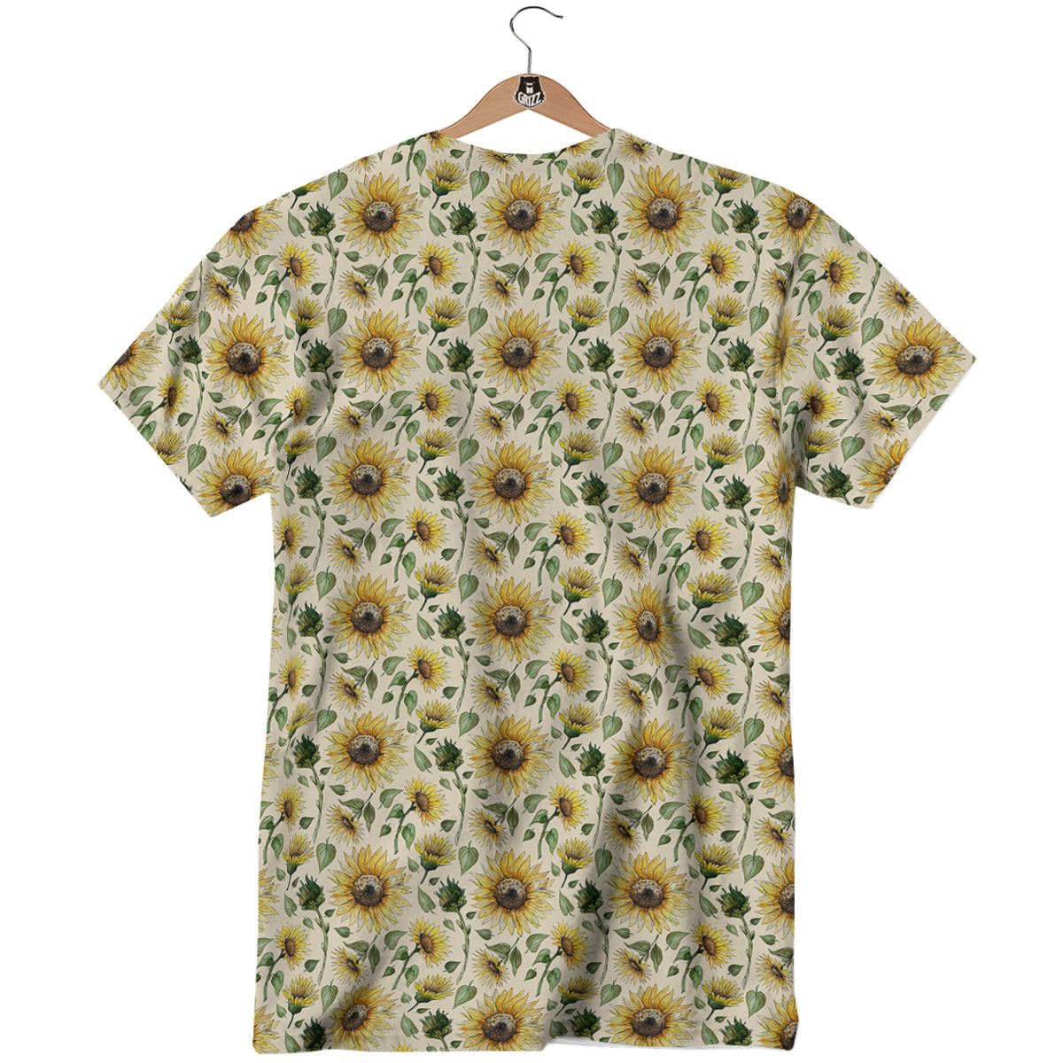 Watercolor Sunflower Beige Print Pattern T-Shirt-grizzshop
