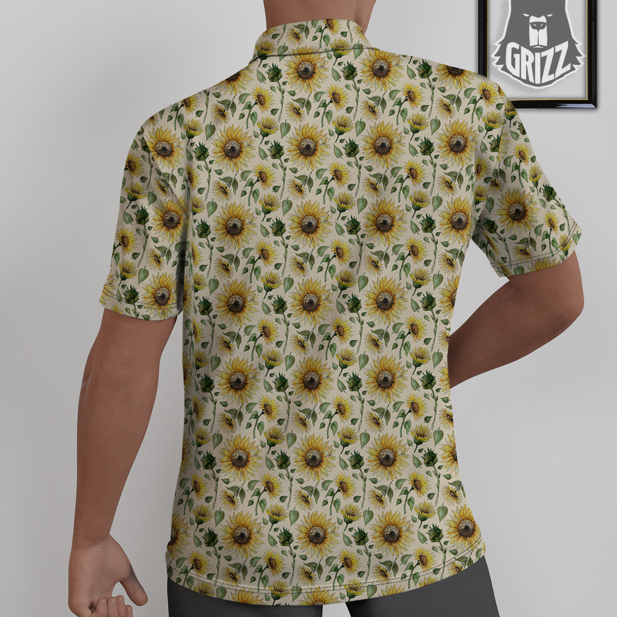 Watercolor Sunflower Beige Print Pattern Untucked Shirts-grizzshop