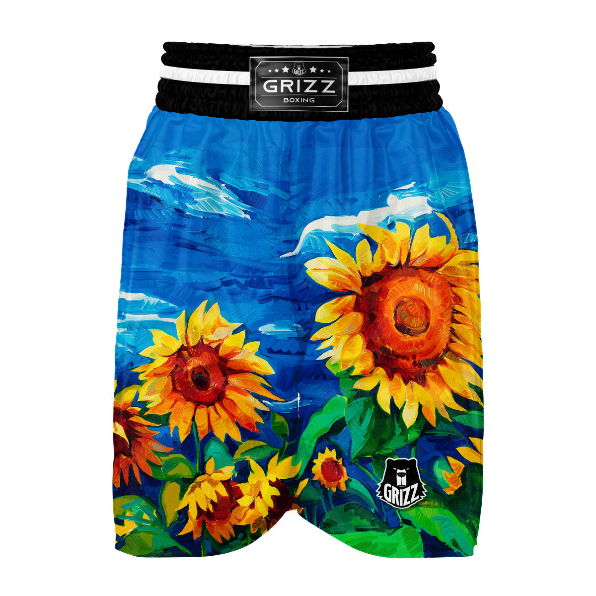 Watercolor Sunflower Boxing Shorts-grizzshop
