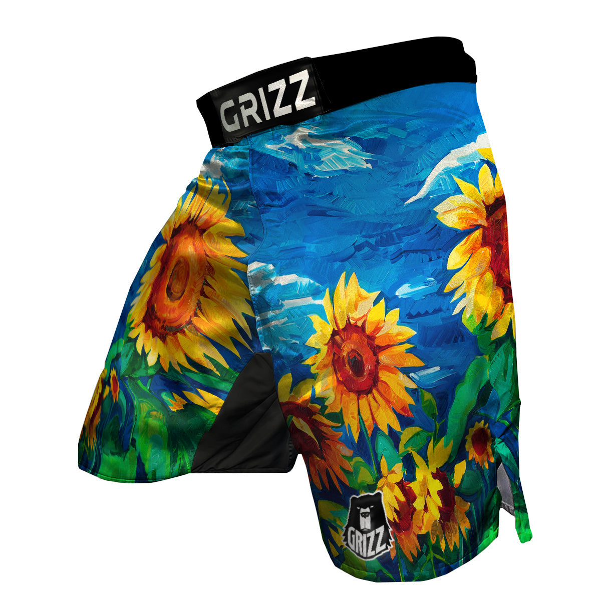 Watercolor Sunflower MMA Shorts-grizzshop