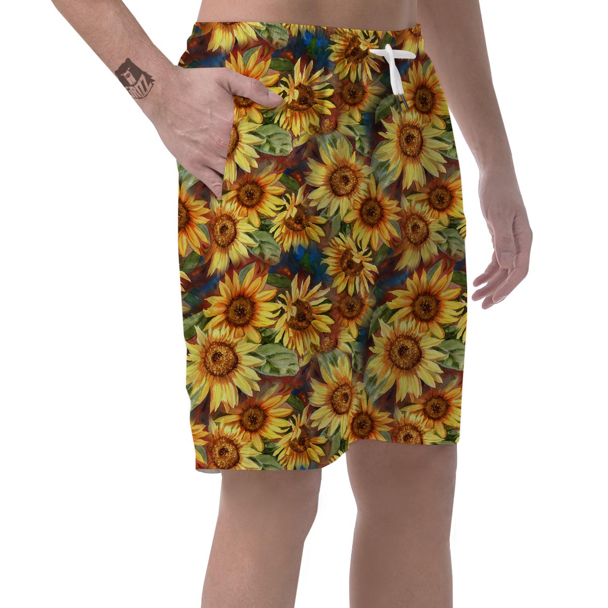 Watercolor Sunflower Men's Shorts-grizzshop