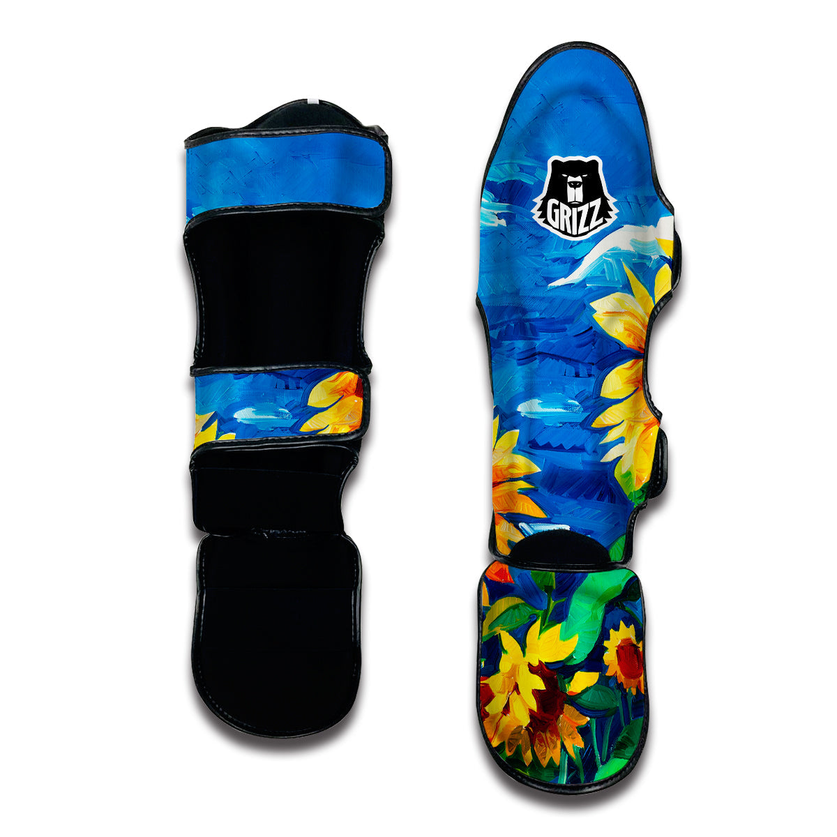 Watercolor Sunflower Muay Thai Shin Guards-grizzshop