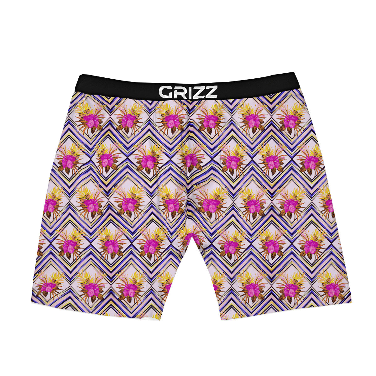 Watercolor Tropical Flower Zigzag Print Pattern Boxer Briefs-grizzshop