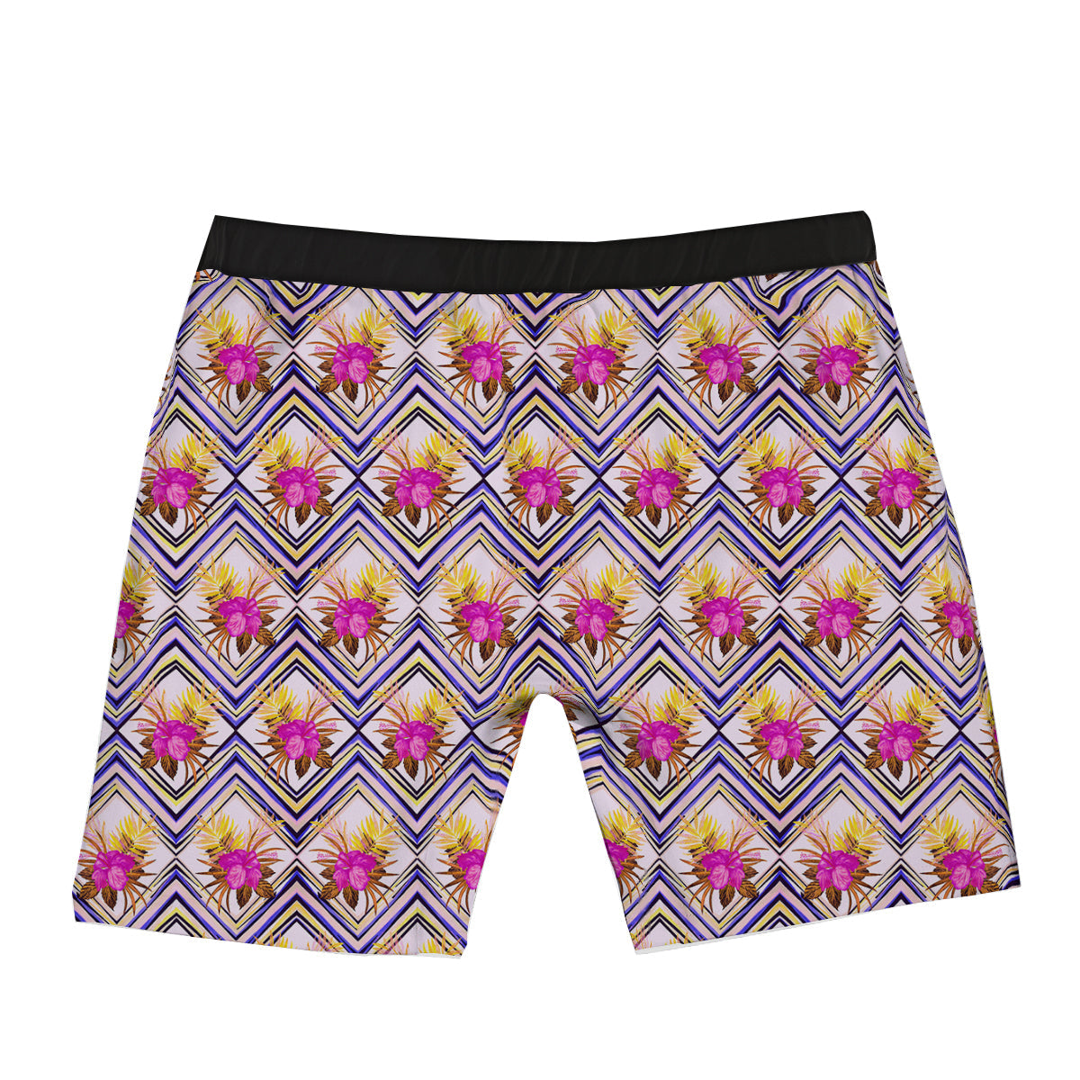 Watercolor Tropical Flower Zigzag Print Pattern Boxer Briefs-grizzshop