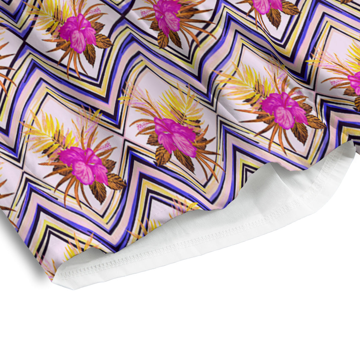 Watercolor Tropical Flower Zigzag Print Pattern Men's Athletic Shorts-grizzshop