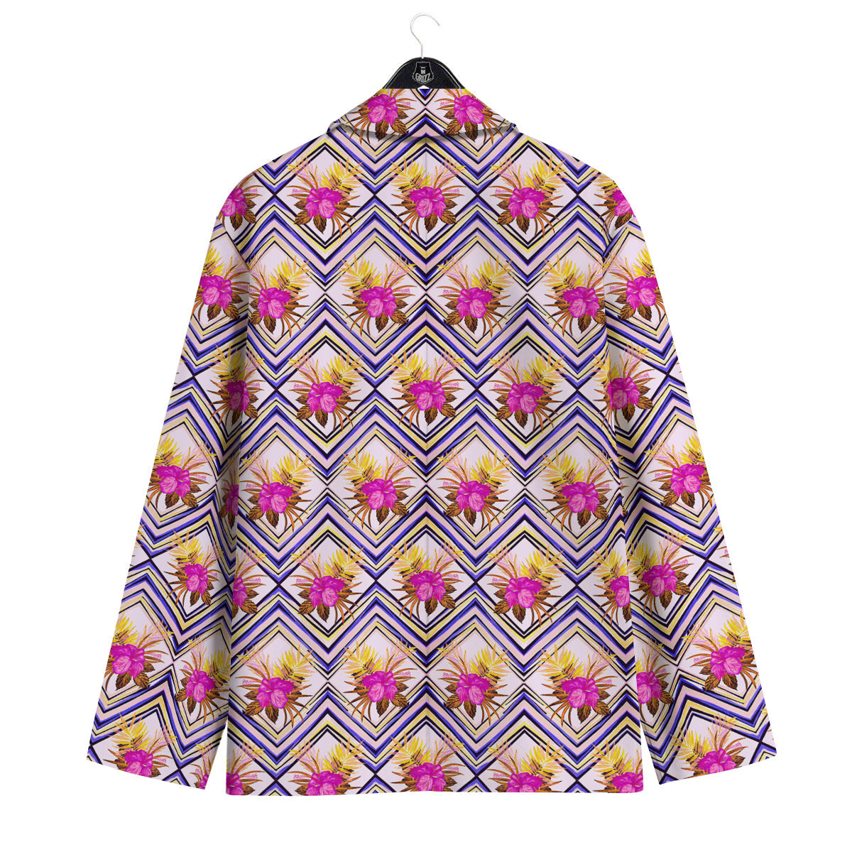 Watercolor Tropical Flower Zigzag Print Pattern Men's Sport Coat-grizzshop