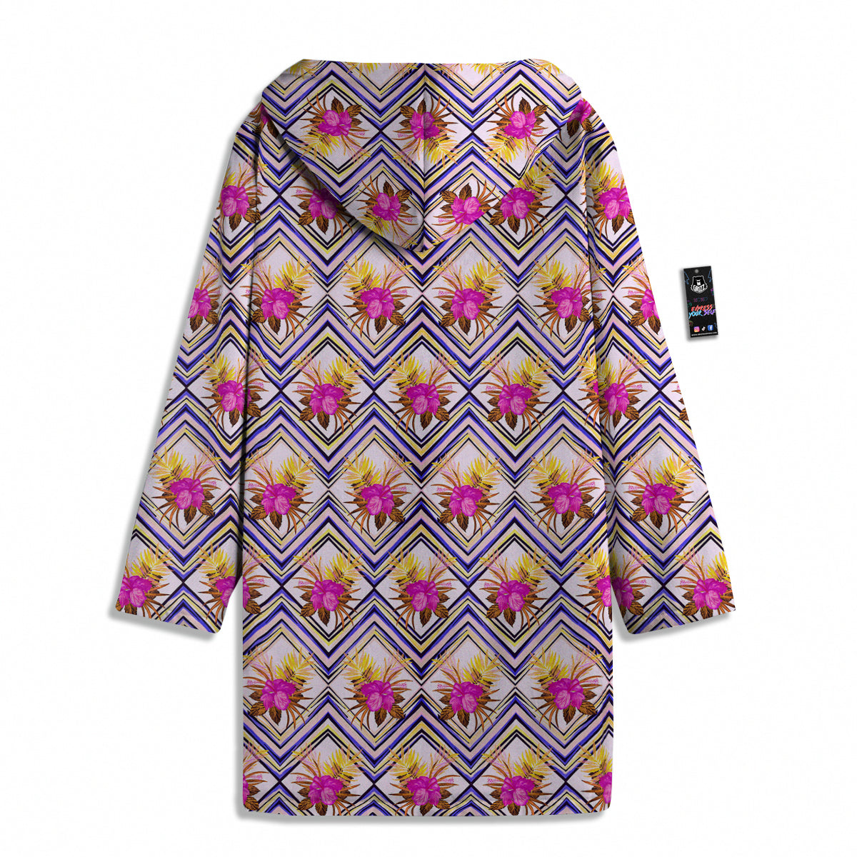 Watercolor Tropical Flower Zigzag Print Pattern Men's Windbreaker Jacket-grizzshop
