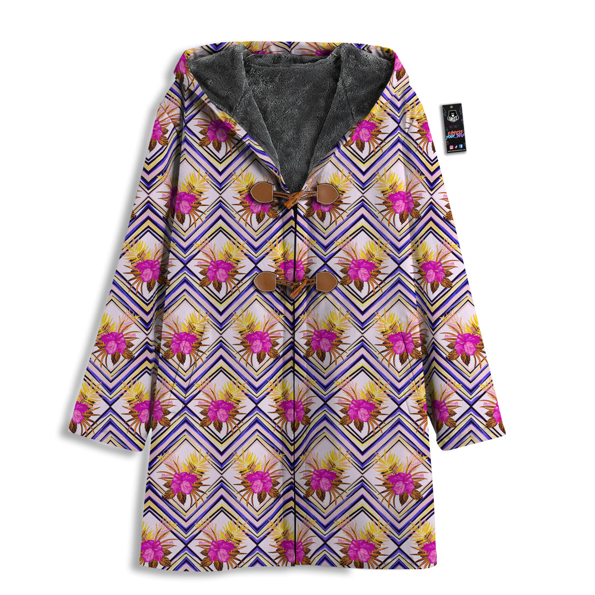 Watercolor Tropical Flower Zigzag Print Pattern Men's Windbreaker Jacket-grizzshop