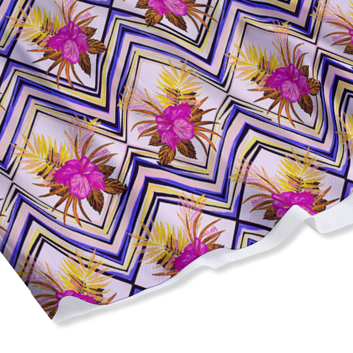 Watercolor Tropical Flower Zigzag Print Pattern Mesh Shorts-grizzshop