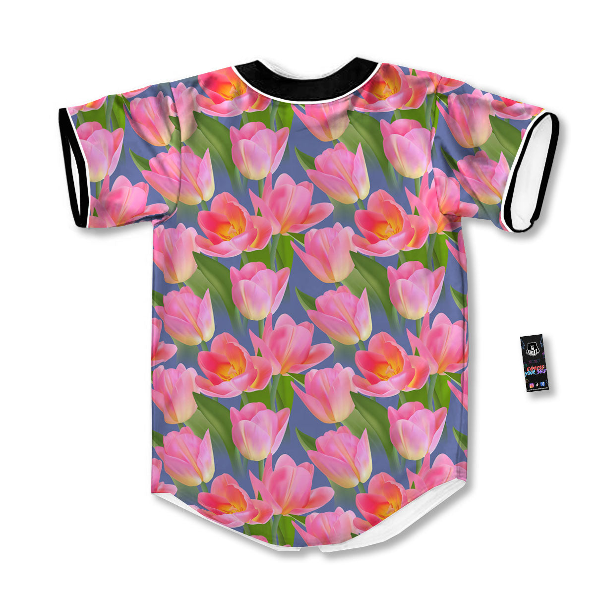 Watercolor Tulip Pink Print Pattern Baseball Jersey-grizzshop