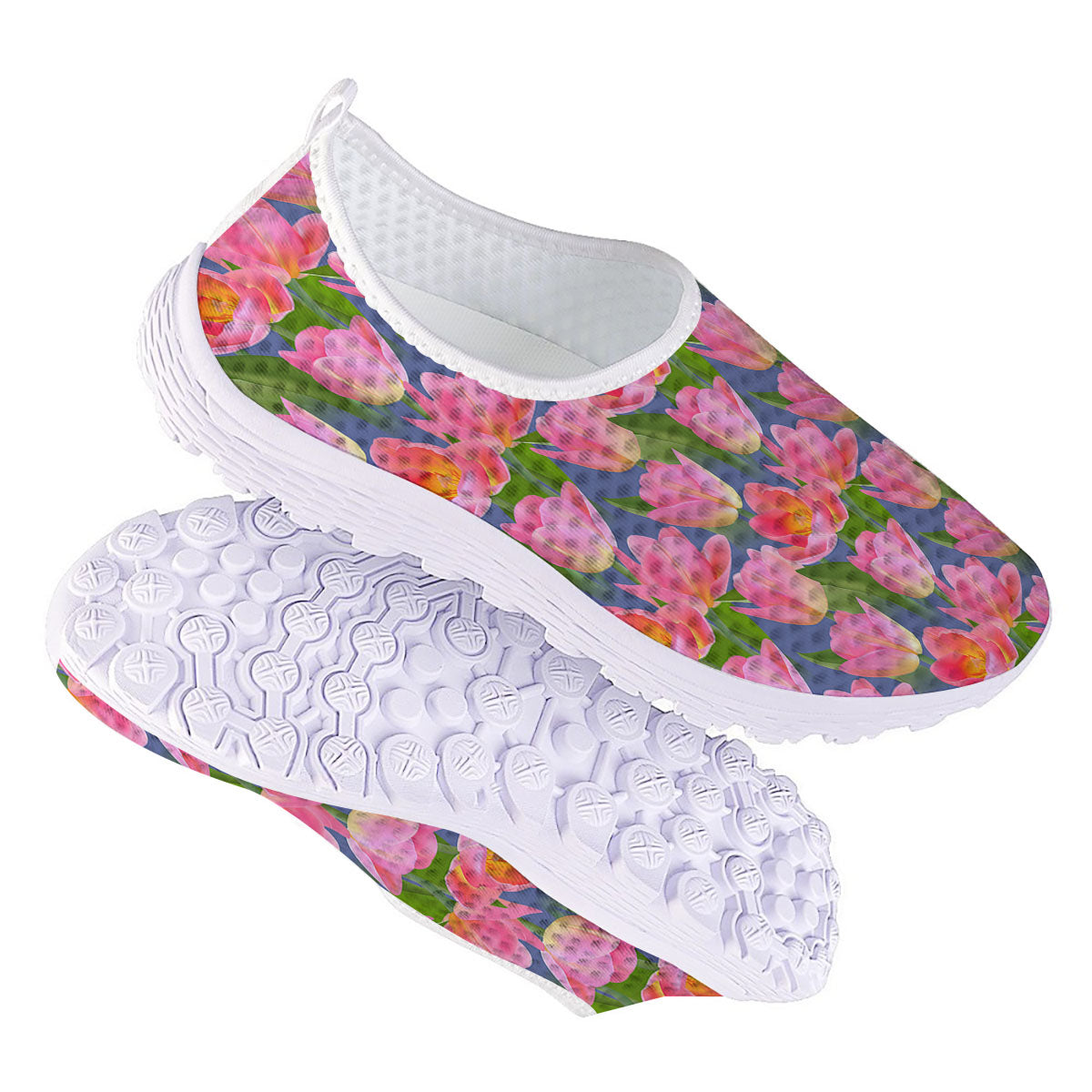 Watercolor Tulip Pink Print Pattern Nurse Shoes-grizzshop