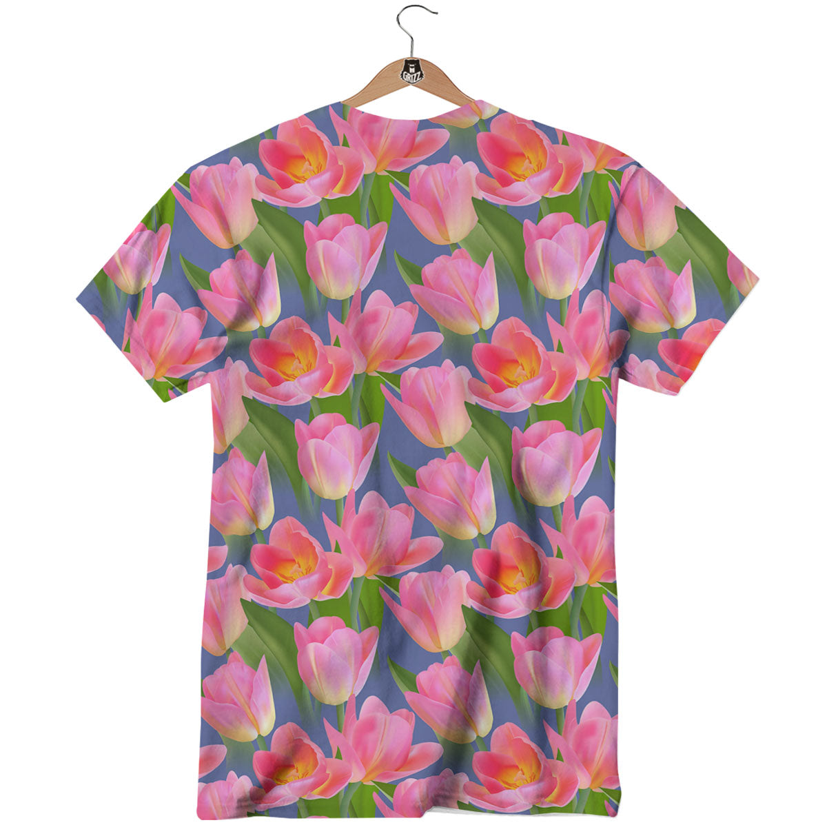 Watercolor Tulip Pink Print Pattern T-Shirt-grizzshop