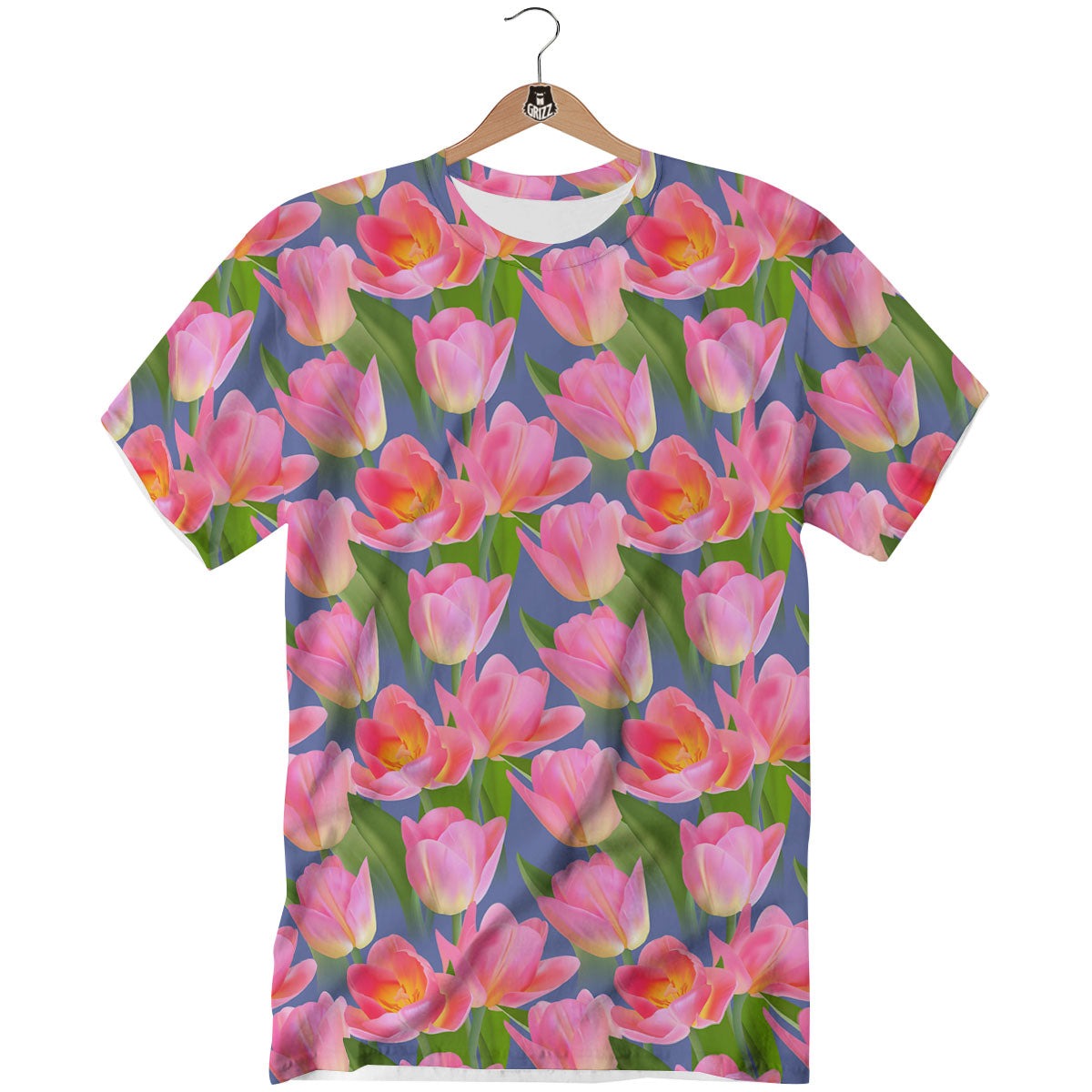 Watercolor Tulip Pink Print Pattern T-Shirt-grizzshop
